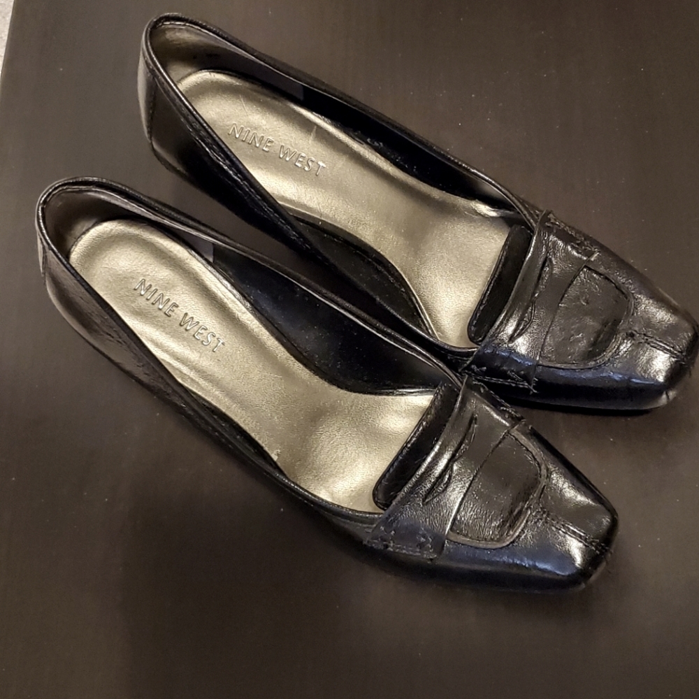 NINE WEST Black Leather Platform 4" Heel US 7 M